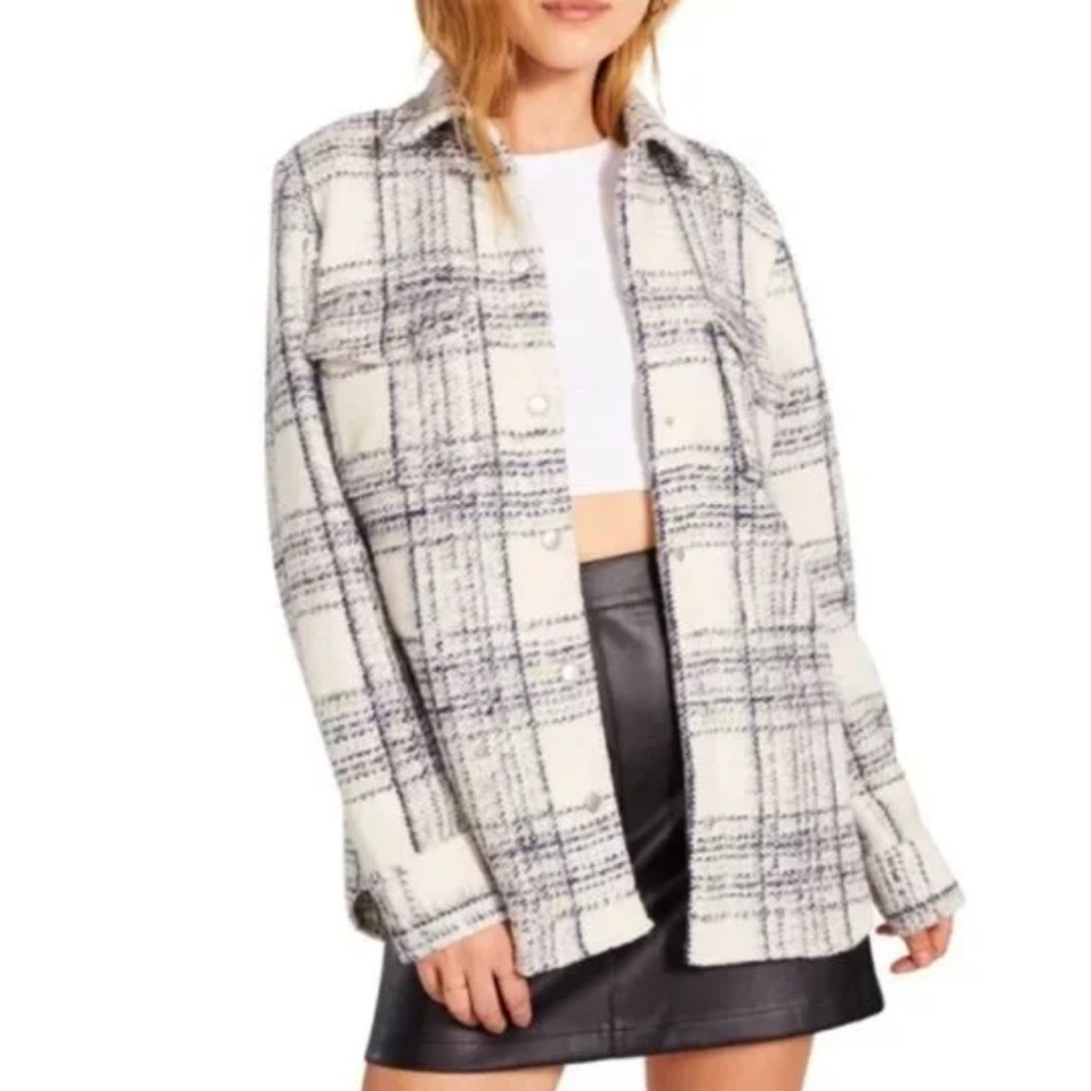 NWT BB Dakota Steve Madden women’s Black and White Plaid Jacket size large